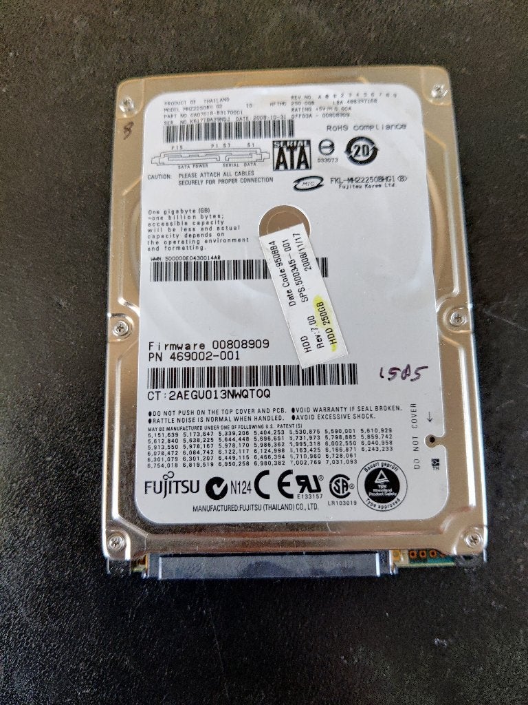 Fujitsu 250GB 2,5" SATA harddisk [HDD-1585] 1-7, Ophalen of Verzenden, Zo goed als nieuw, Laptop