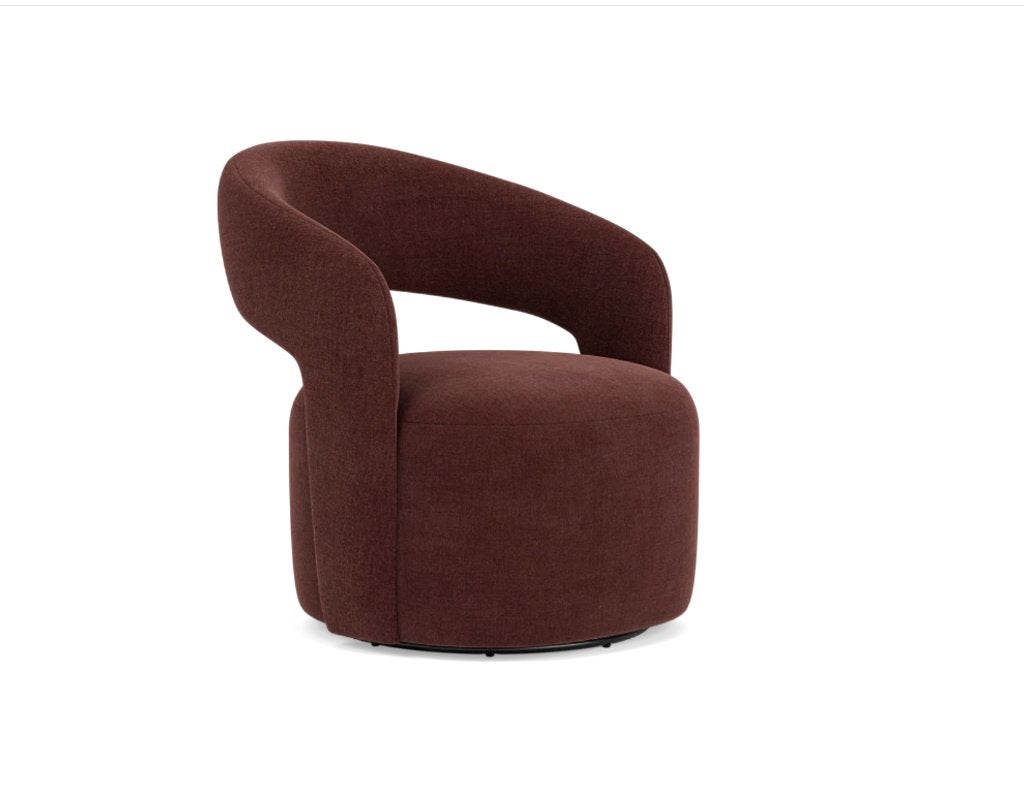 Moderne bordeauxrode fauteuil, draaibaar, Huis en Inrichting, Ophalen, Modern, Rond, Draaibaar, 75 tot 100 cm, Zo goed als nieuw