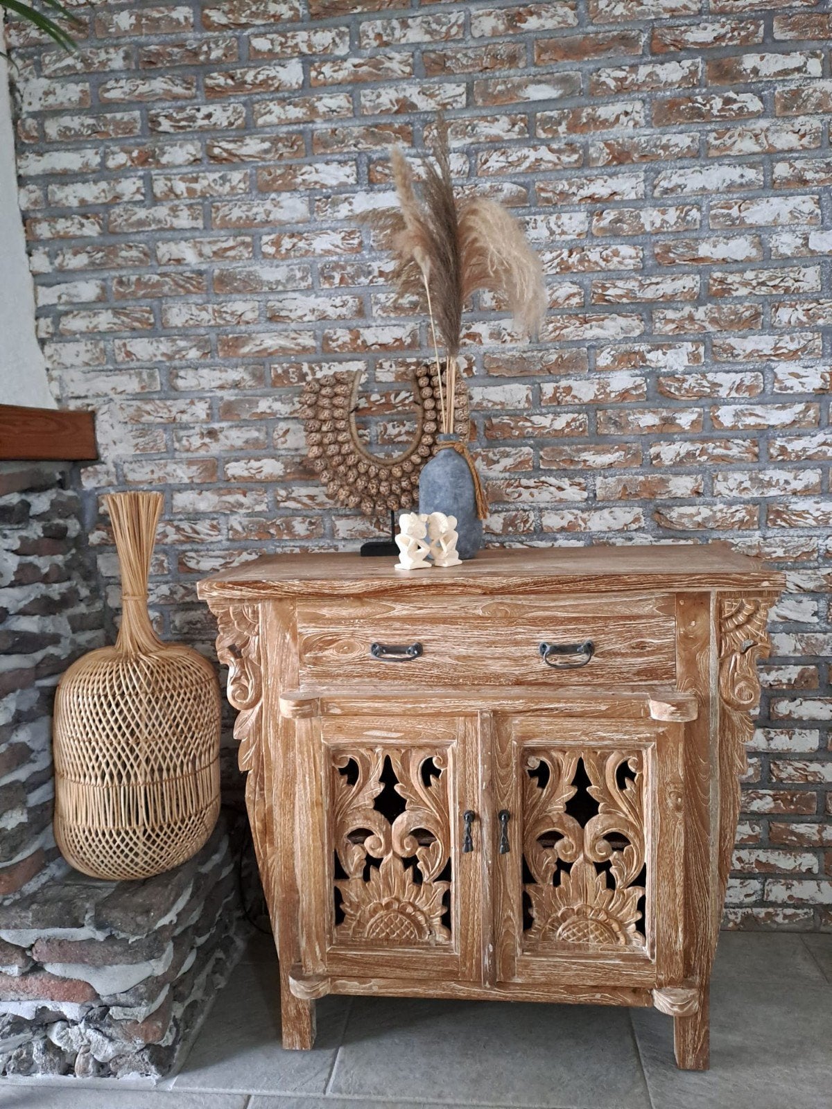Kastje Bali houtsnijwerk, Www.ibizasfeer.nl, Teakhout, Nieuw, Info@ibizasfeer.nl