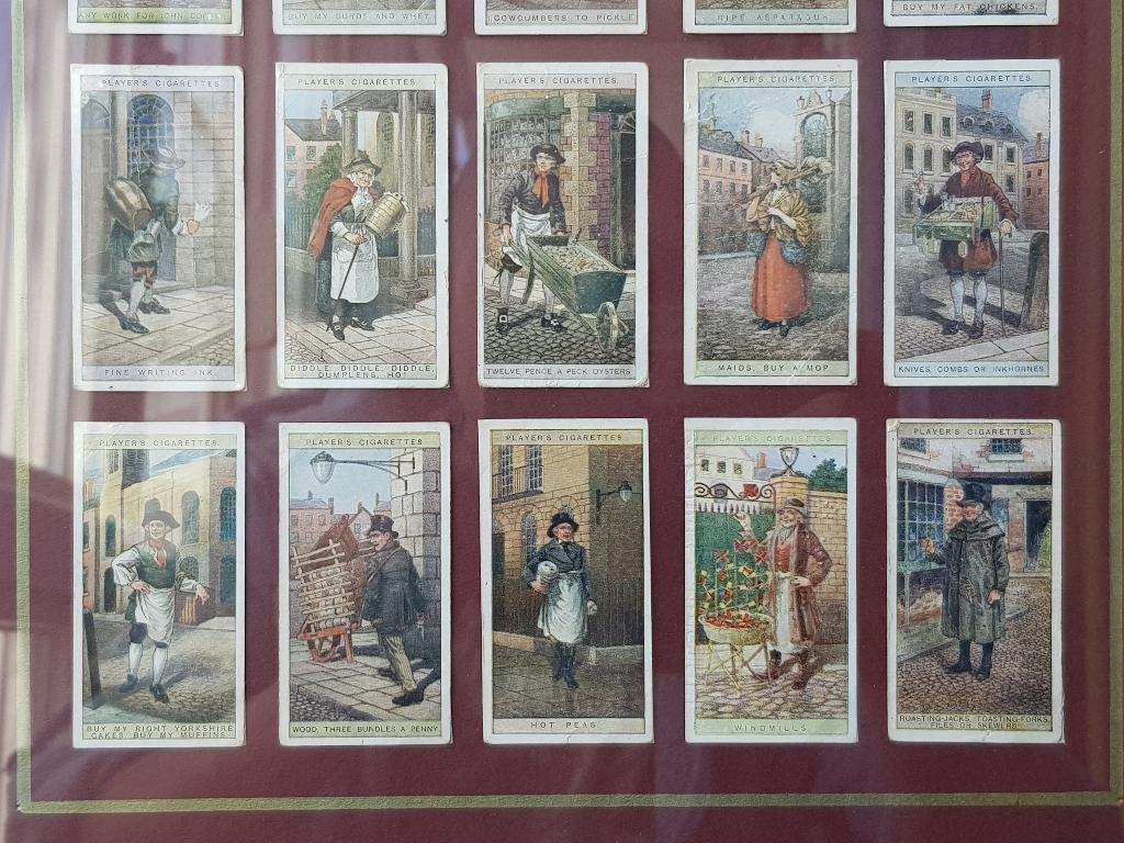 25 mooie oude Engelse sigarettenplaatjes ingelijst 50 cm., Ophalen of Verzenden