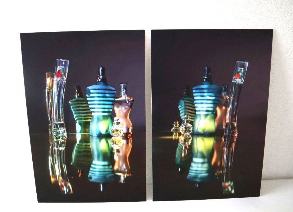 2 unieke litho's van JP Gaultier parfumflessen, Verzamelen, Ophalen of Verzenden, Zo goed als nieuw, Miniatuur