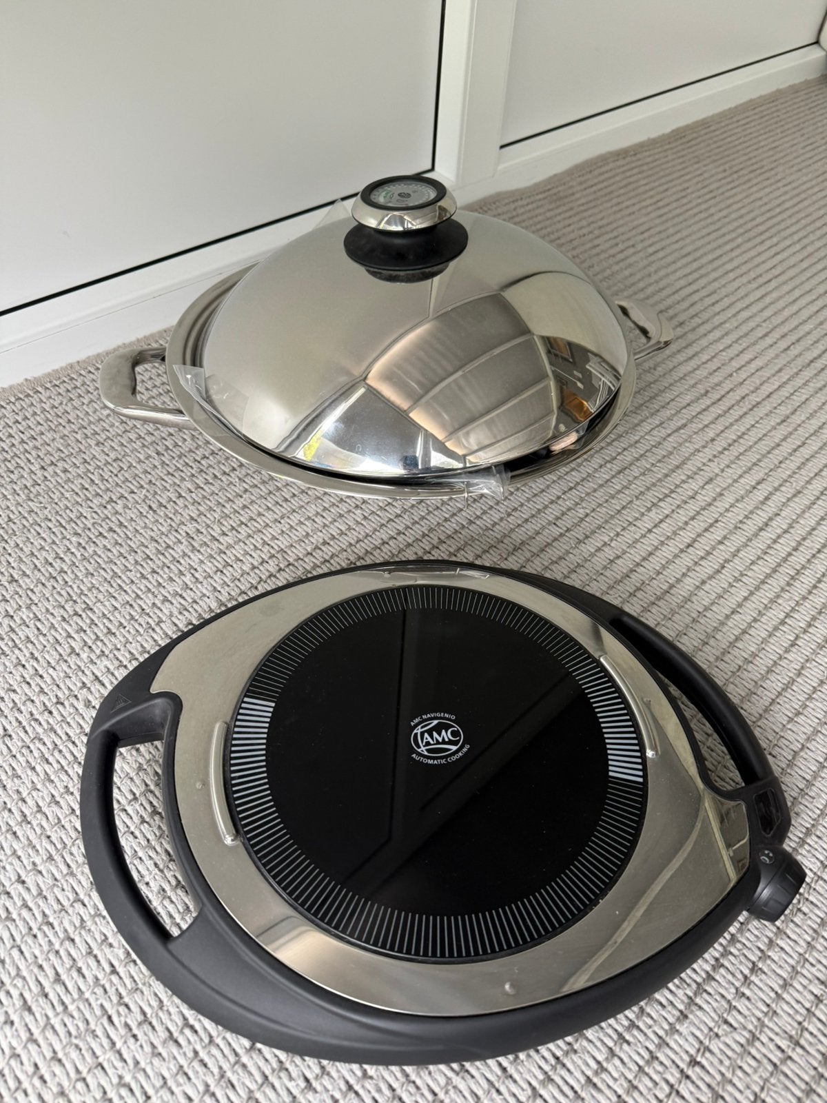 Amc navigenio  kookplaat en wokpan 5,6l, Ophalen of Verzenden, Zo goed als nieuw, Wok