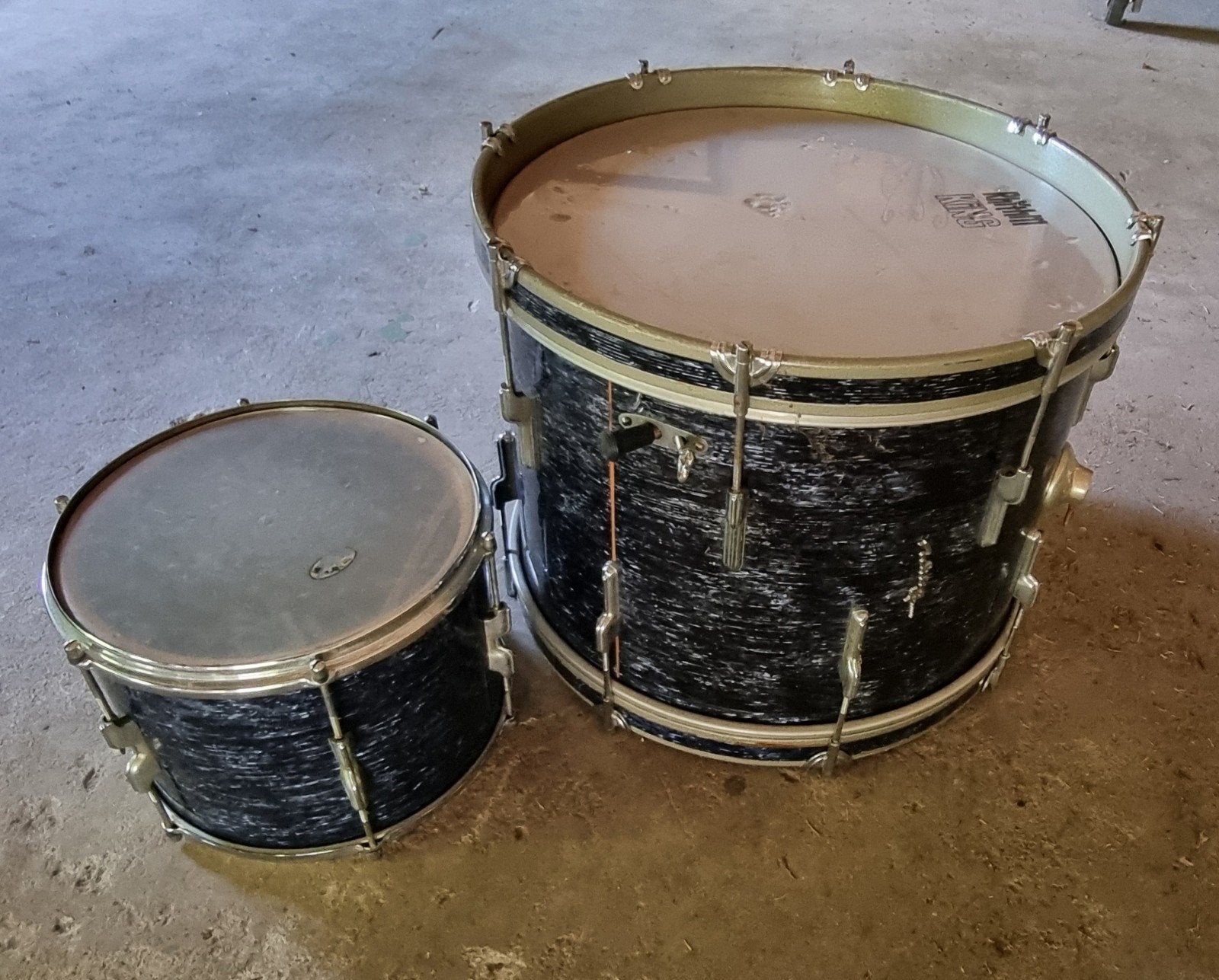 Vintage whiley drums Bassdrum en Tom - 57 en 31 cm doorsnede, Ophalen, Gebruikt, Drums of Percussie
