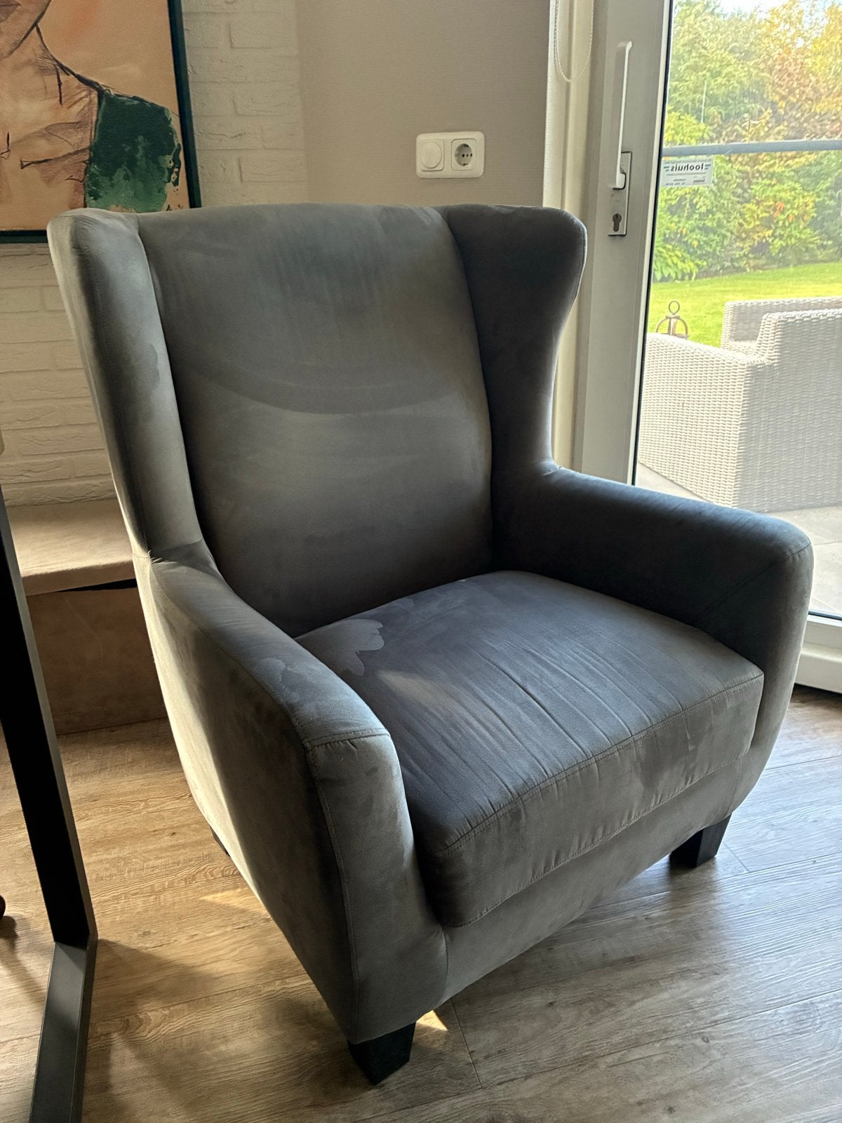 Z.g.a.n grijze oorfauteuil van Notio Living A/S, Huis en Inrichting, Ophalen, Gebruikt, Stof, 75 tot 100 cm