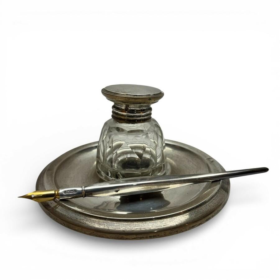 Antieke zilveren inktpot, Ophalen of Verzenden
