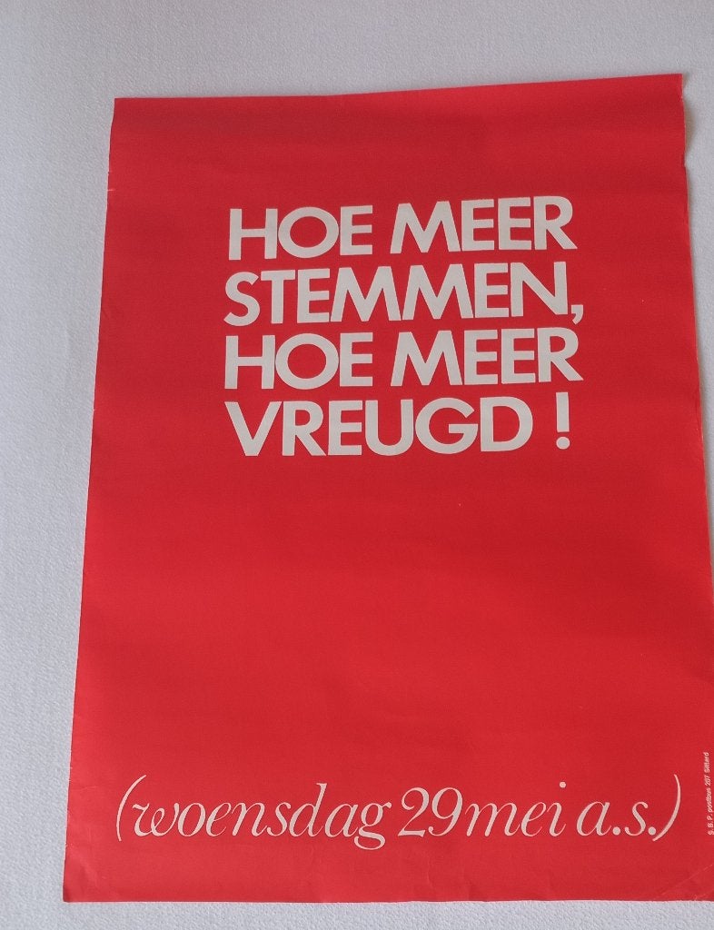 Poster PvdA, Rechthoekig Staand, Ophalen of Verzenden, Zo goed als nieuw, A1 t/m A3