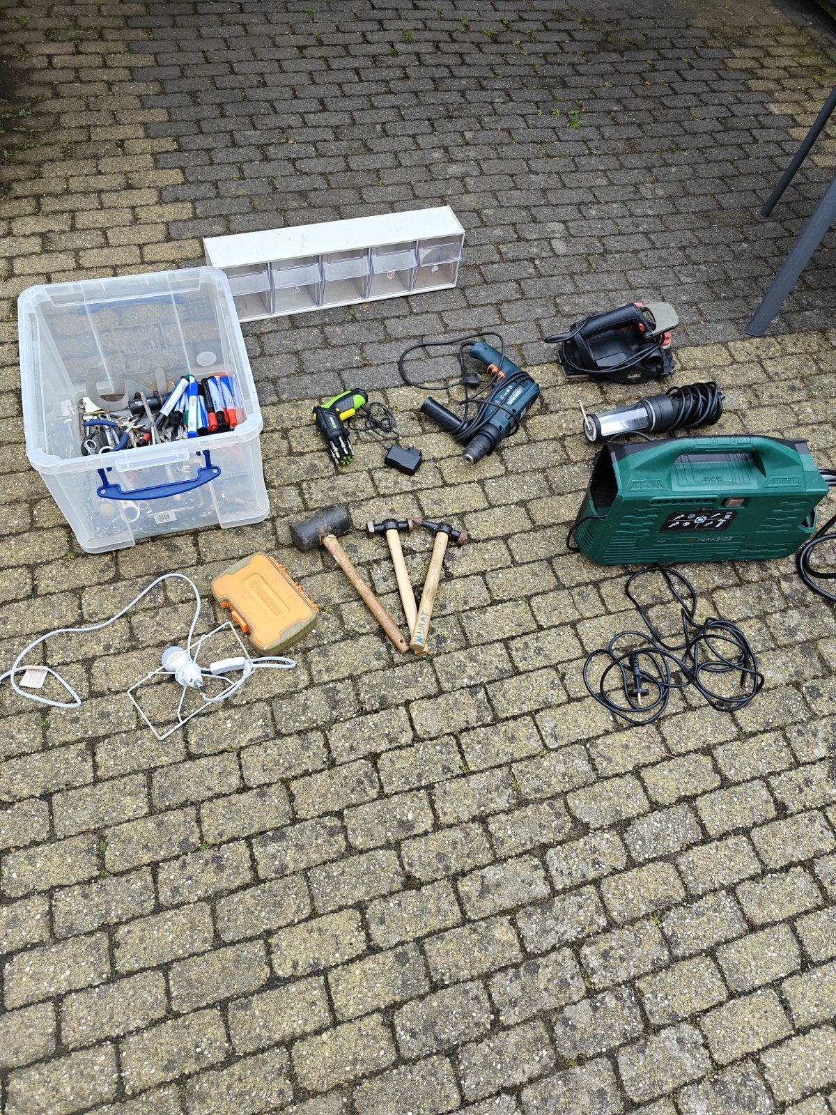 Gereedschapspakket: Boormachine, luchtdruk pomp, hamers, Ophalen, Gebruikt, Overige typen