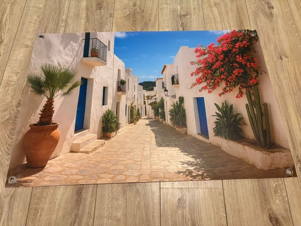 Tuinposter Ibiza look - 90 x 60cm, Info@decoraties.nl, Decoraties.nl, Verzenden, Nieuw