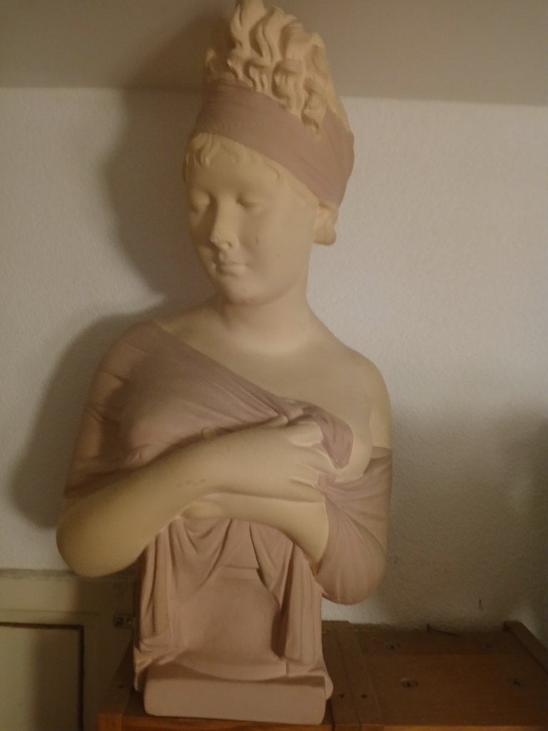 Frans buste breld, Antiek en Kunst, Kunst | Beelden en Houtsnijwerken, Art deco, Buste, Ophalen of Verzenden, Steen of Keramiek