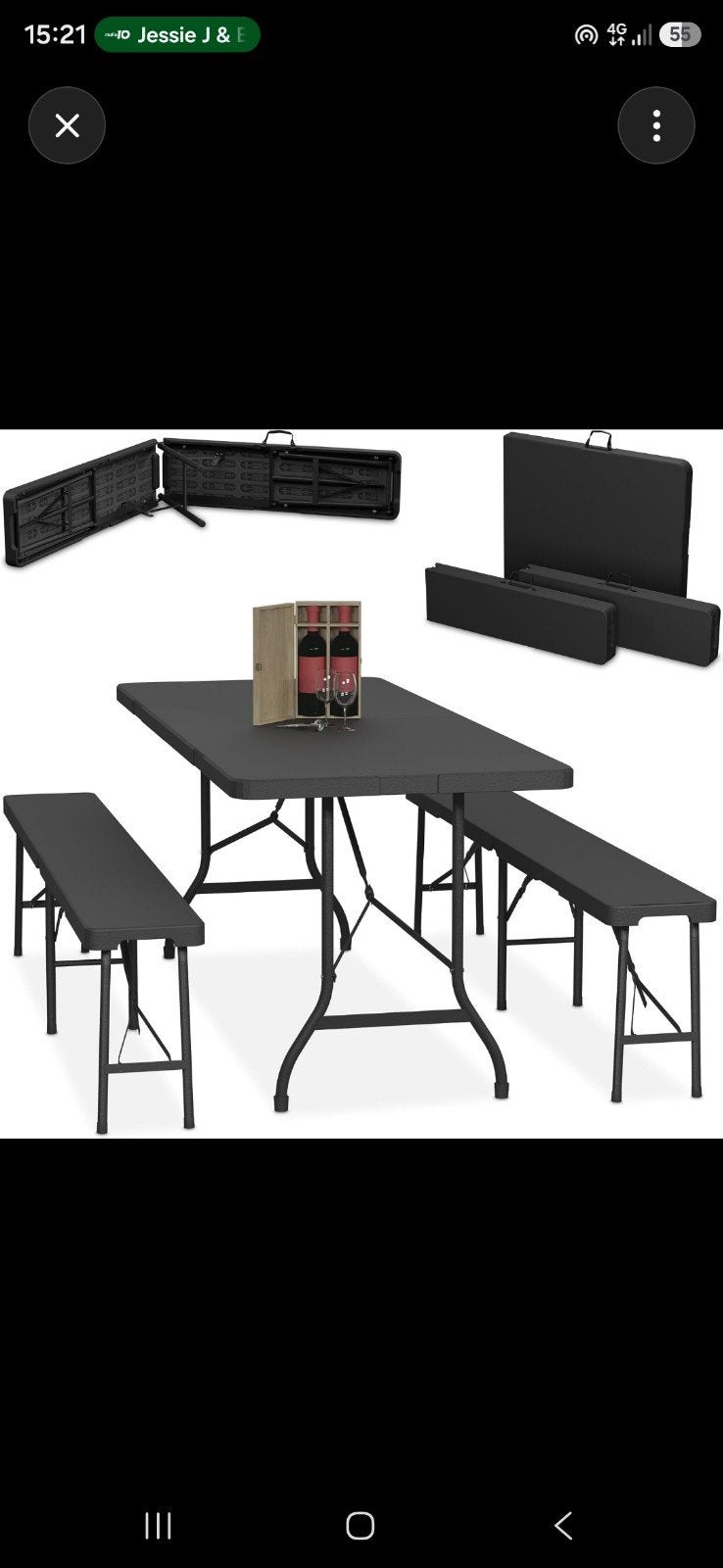 4x Relaxdays biertafelsets 180 cm – 4 tafels + 8 bankeni, Caravans en Kamperen, Kampeermeubelen, Ophalen, Campingtafel, Nieuw