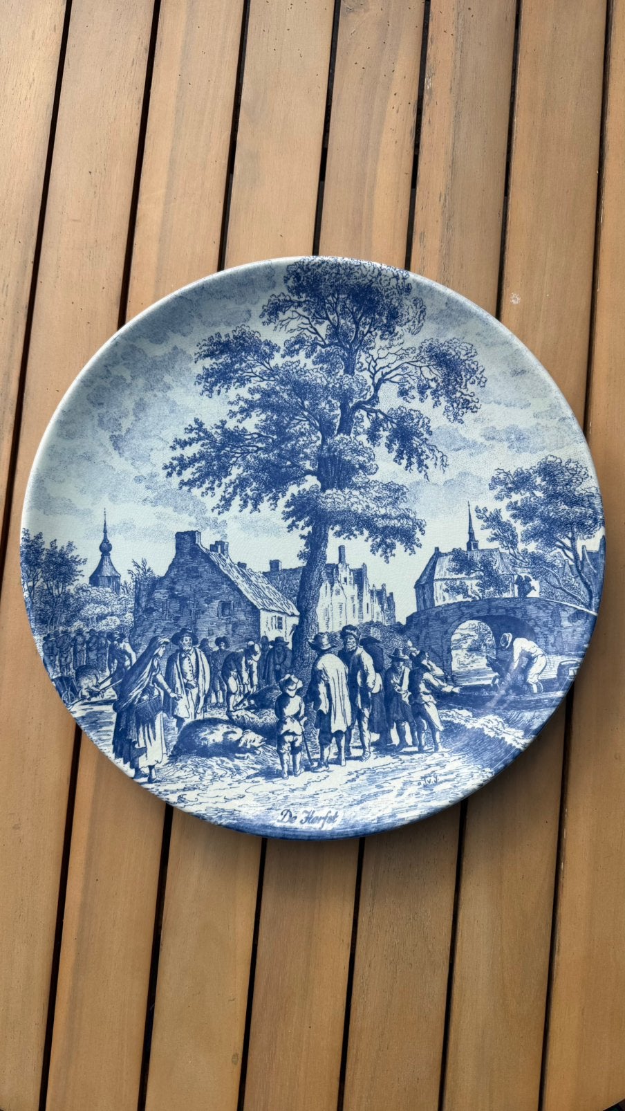 Delfts blauw wandbord- de Herfst, Antiek en Kunst, Antiek | Wandborden en Tegels, Ophalen