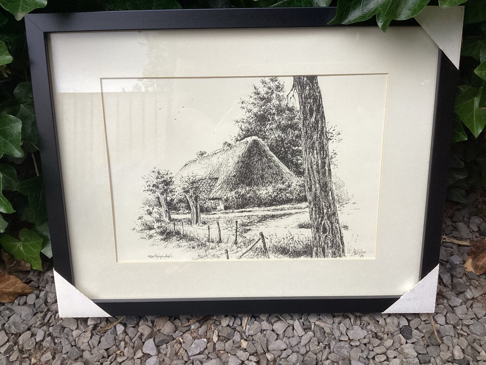 Ingelijste tekening Schijndel door Koster, 1979, Ophalen