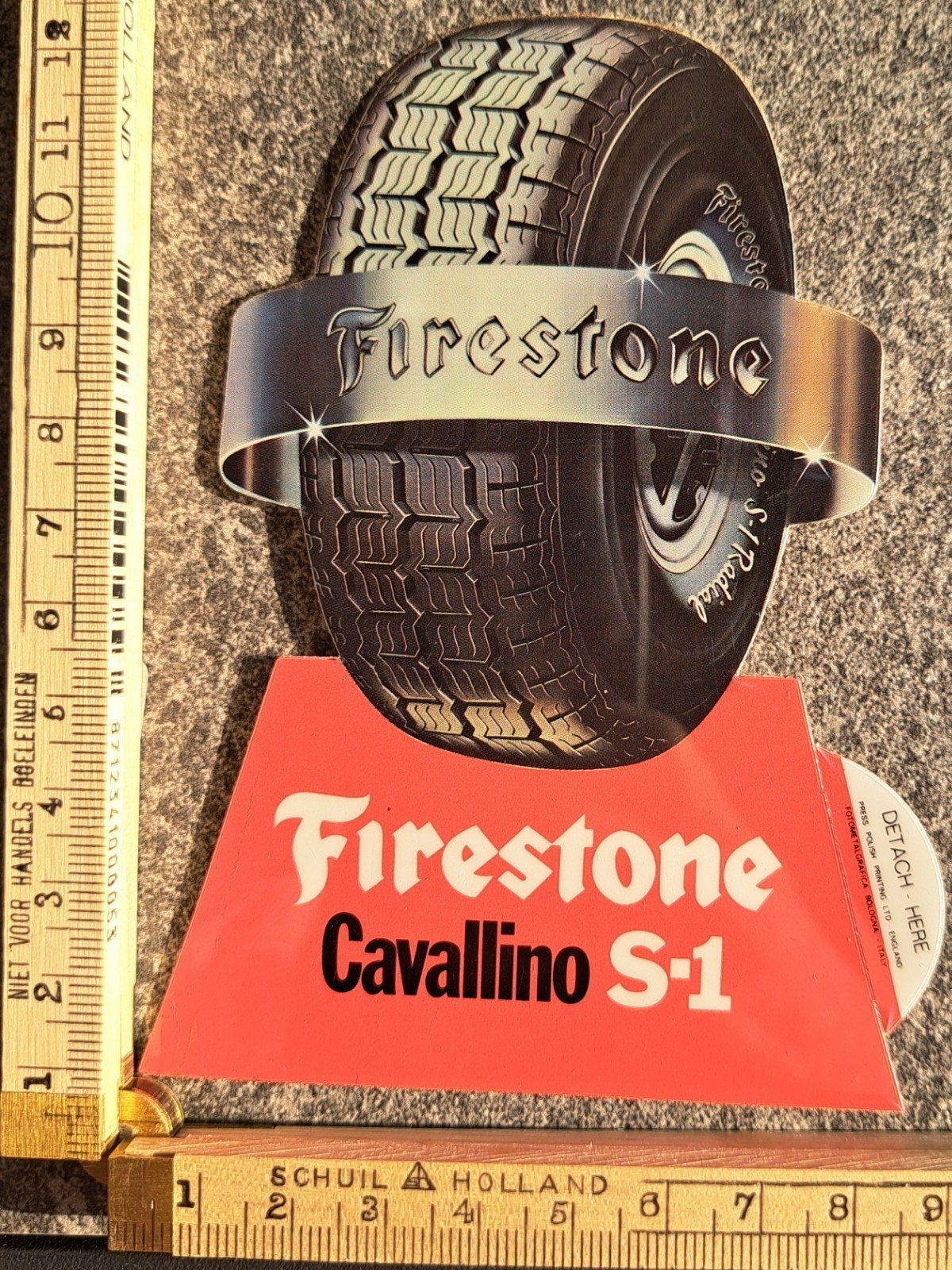 Vintage sticker Firestone Cavallino S1 banden merk logo, Verzamelen, Stickers, Ophalen of Verzenden, Zo goed als nieuw