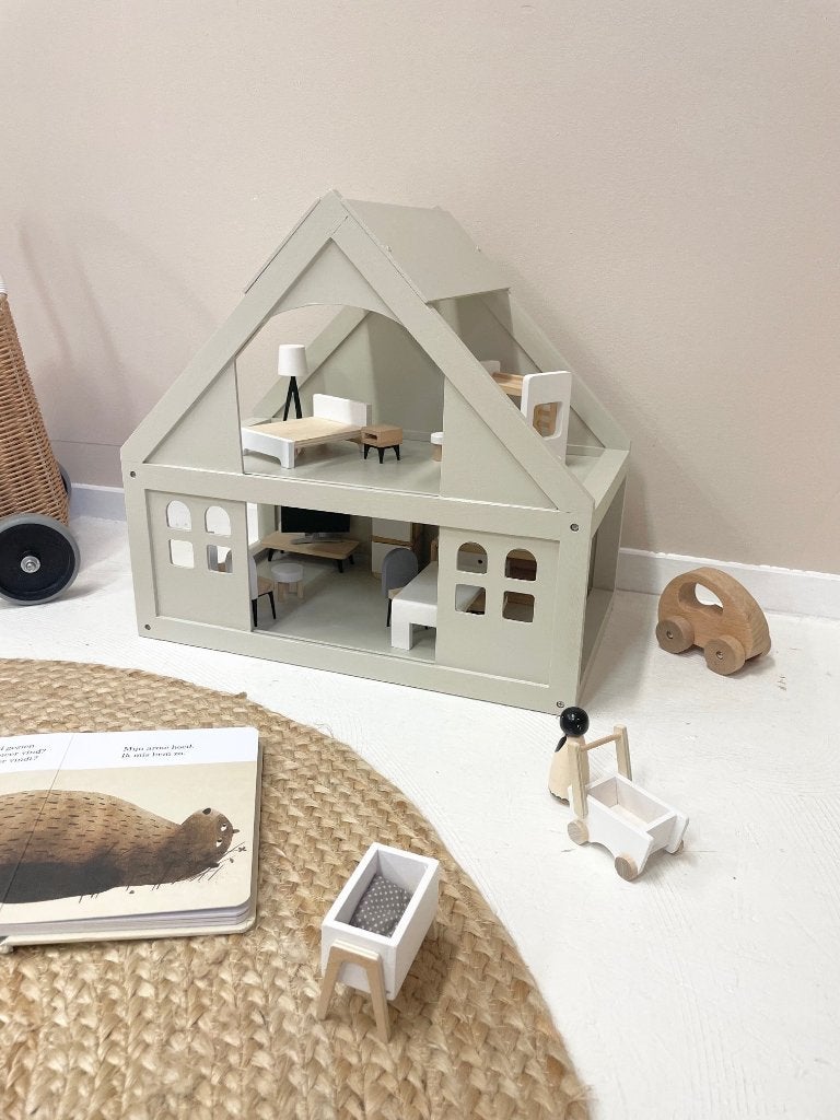 Houten speelhuisje - beige, Ophalen, Zo goed als nieuw, Meubelstuk of Keukentje