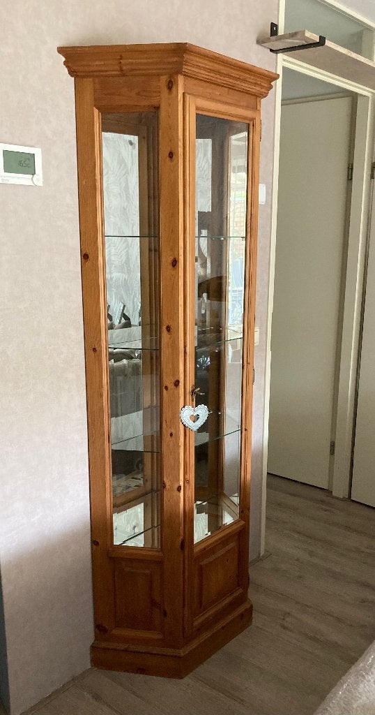 Prachtige landelijke vitrinekast, Huis en Inrichting, Kasten | Vitrinekasten, Ophalen, Minder dan 25 cm, 150 tot 200 cm, Met deur(en)