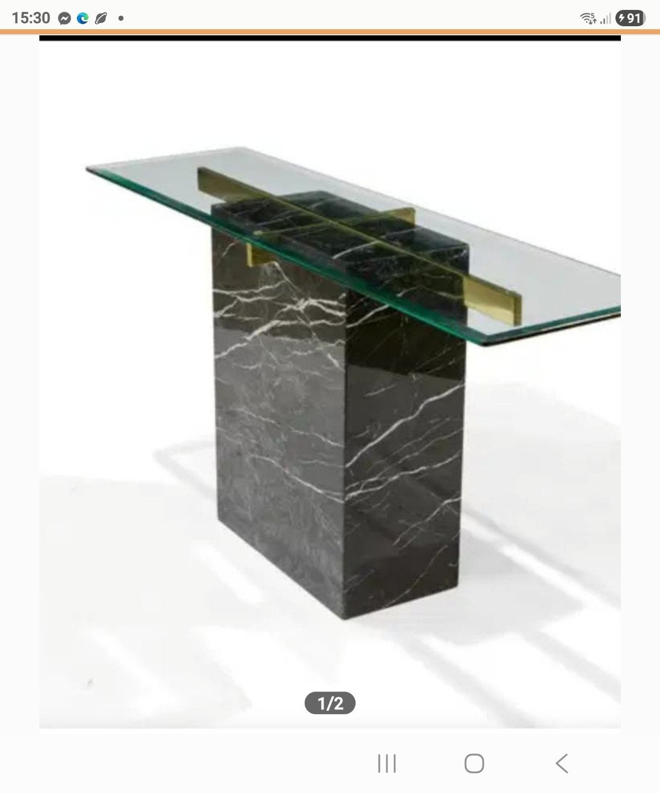 Marmer eettafel met glasblad, Huis en Inrichting, Woonaccessoires | Zuilen en Pilaren, Ophalen of Verzenden