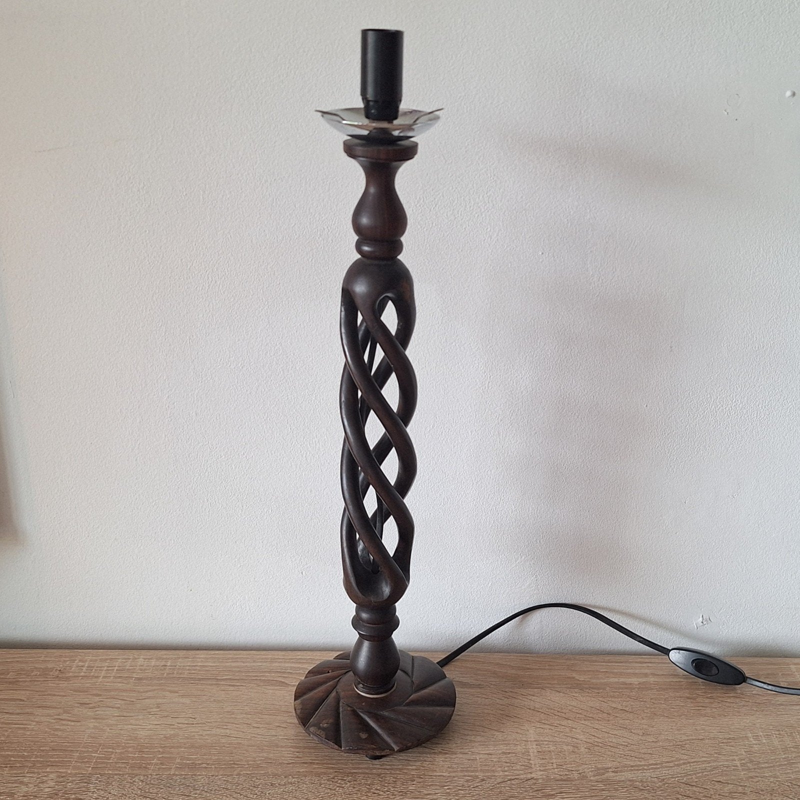 Houten Barley Twist Tafellamp, Antiek en Kunst, Ophalen of Verzenden