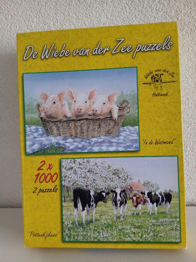 2 Puzzels in 1 doos van Wiebe van der Zee (elk 1000 stukjes), Ophalen of Verzenden, 500 t/m 1500 stukjes, Gebruikt, Legpuzzel