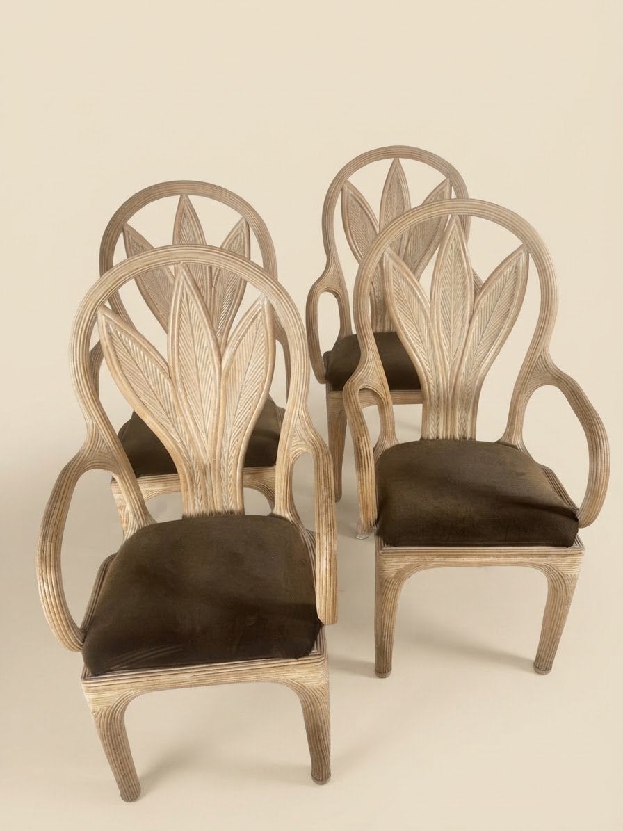 Riet rotan stoelen 4x Vintage Vivai Del Sud, Bruin, Ophalen of Verzenden, Nvt, Nvt