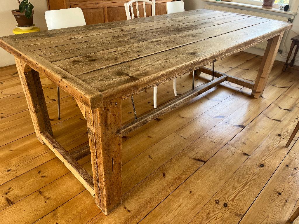 Houten tafel (plataan de lier), Ophalen, Gebruikt, 200 cm of meer, 50 tot 100 cm