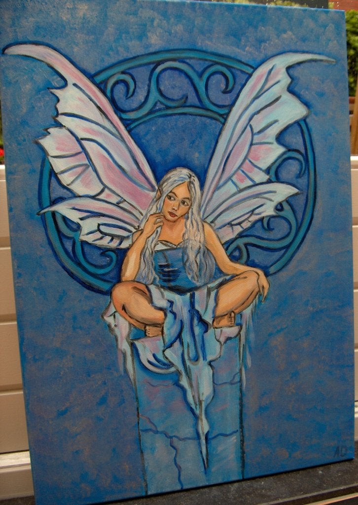 Elfje, Antiek en Kunst, Kunst | Schilderijen | Modern, Handgeschilderd, Ophalen of Verzenden, Textiel, Figuren
