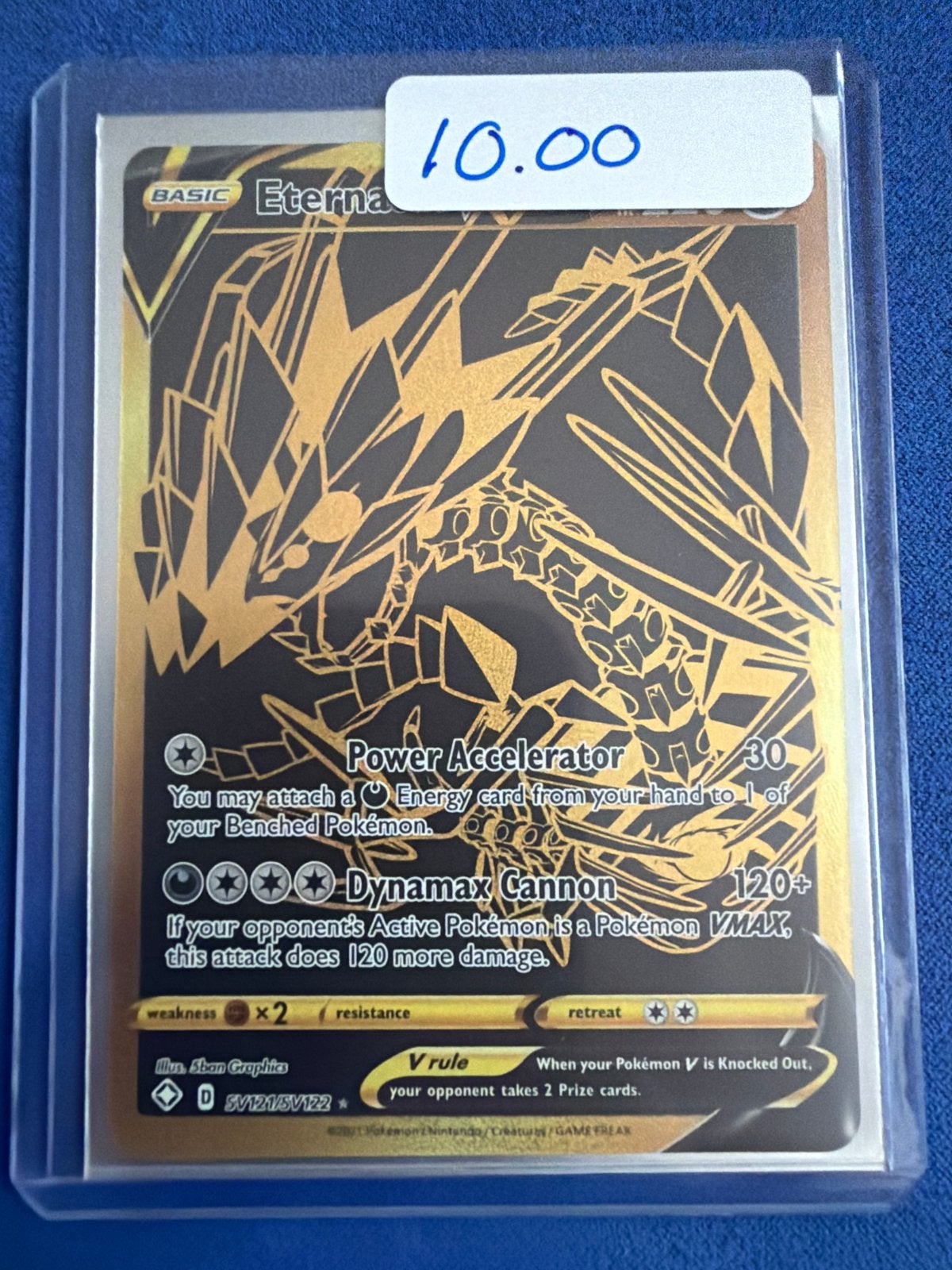 Pokémon ETERNATUS VMAX Gouden Kaart SV121/SV122, Ophalen of Verzenden, Zo goed als nieuw, Losse kaart, Foil