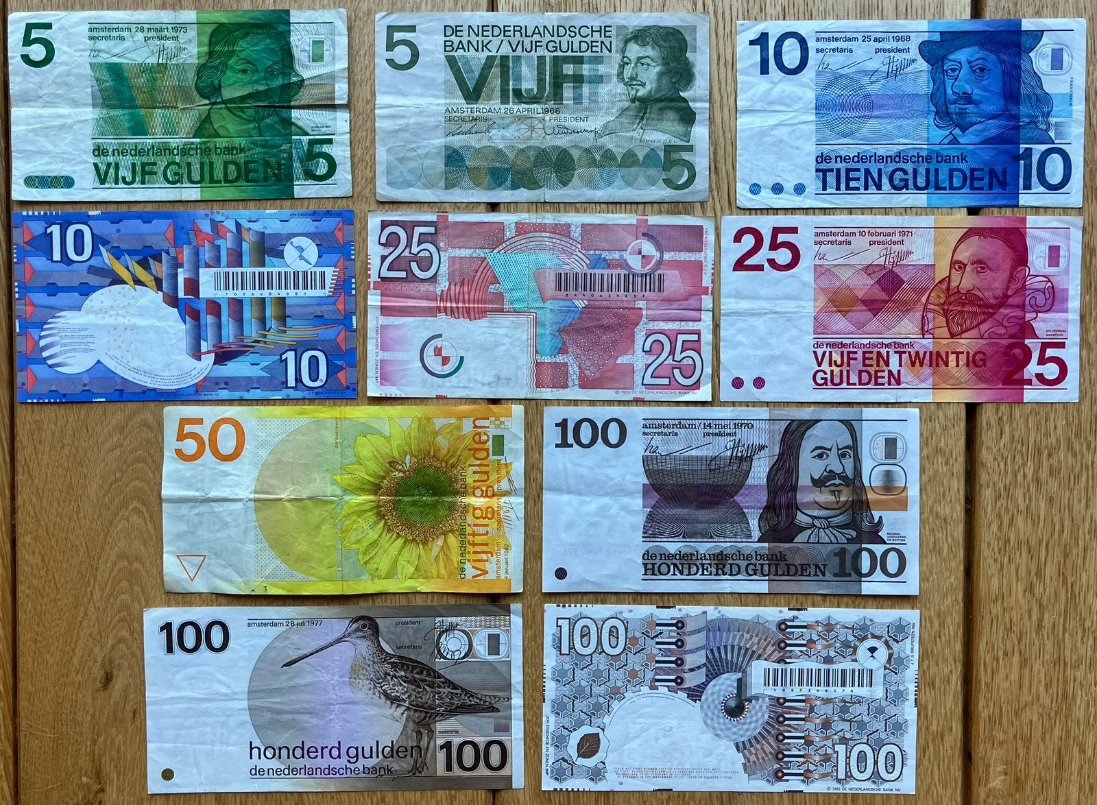 Lotje oude bankbiljetten Nederland, Postzegels en Munten, Verzenden, 100 gulden, Setje