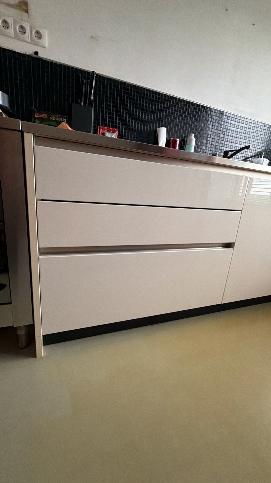 Greeploze onderkast 100 cm met Soft Close lades, Ophalen, Gebruikt, 100 tot 150 cm, Wit