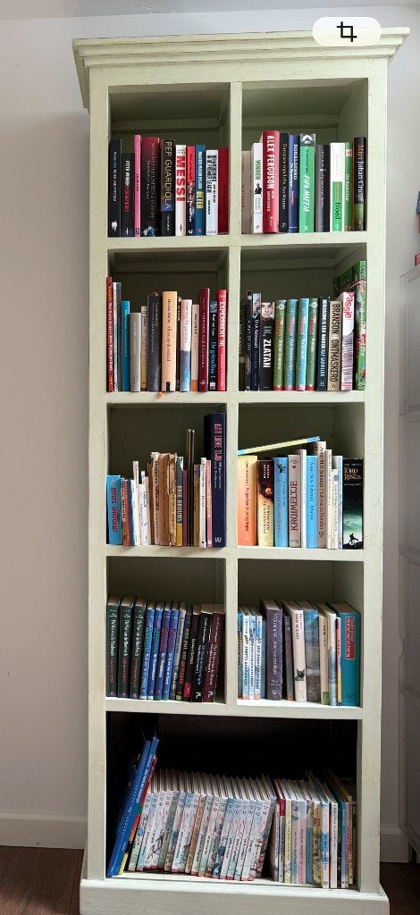 lichtgroene massief houten boekenkast, Ophalen, Met plank(en), 50 tot 100 cm, 150 tot 200 cm