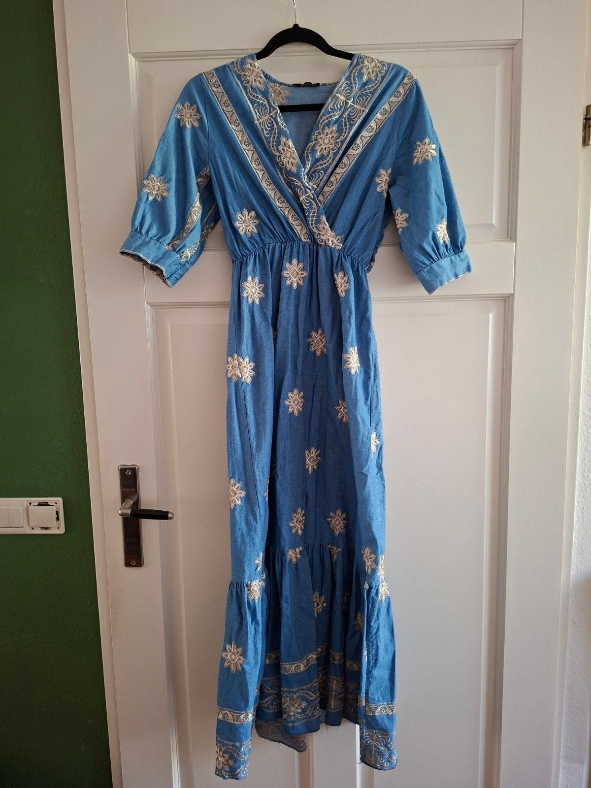 Maxi jurk S, Maat 38/40 (M), Blauw, Ophalen of Verzenden, Zo goed als nieuw