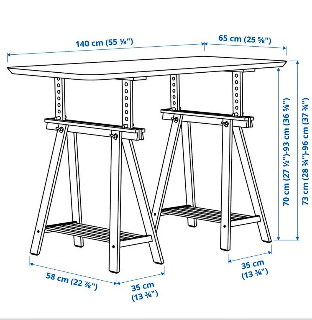 wit verstelbaar als nieuw bureau ikea, Huis en Inrichting, Ophalen, Zo goed als nieuw, IKEA, Wit