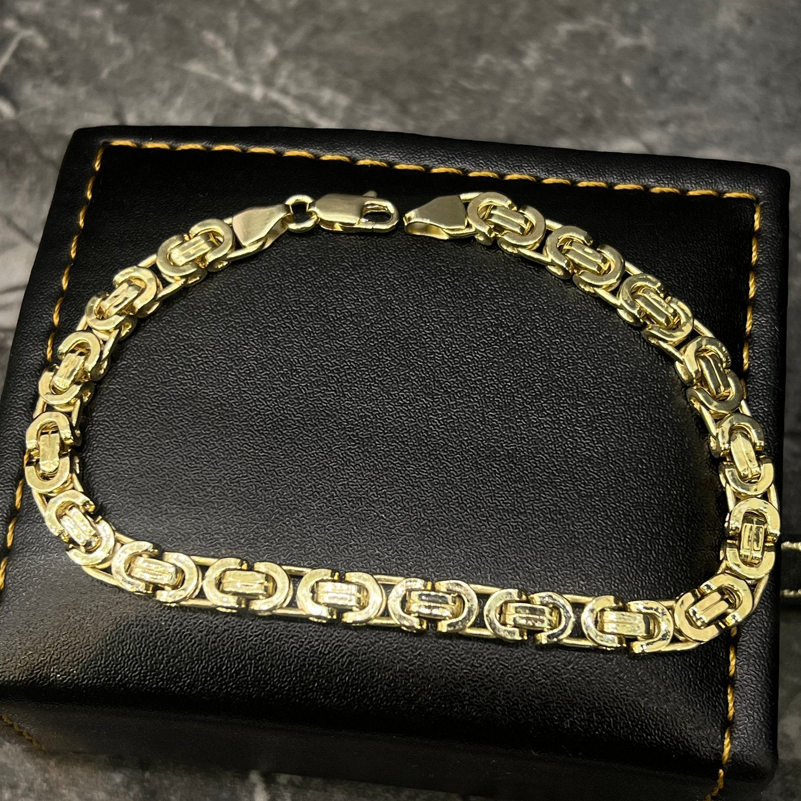 14 karaat gouden armband platte koningsschakel, Ophalen of Verzenden, Nieuw, Goud