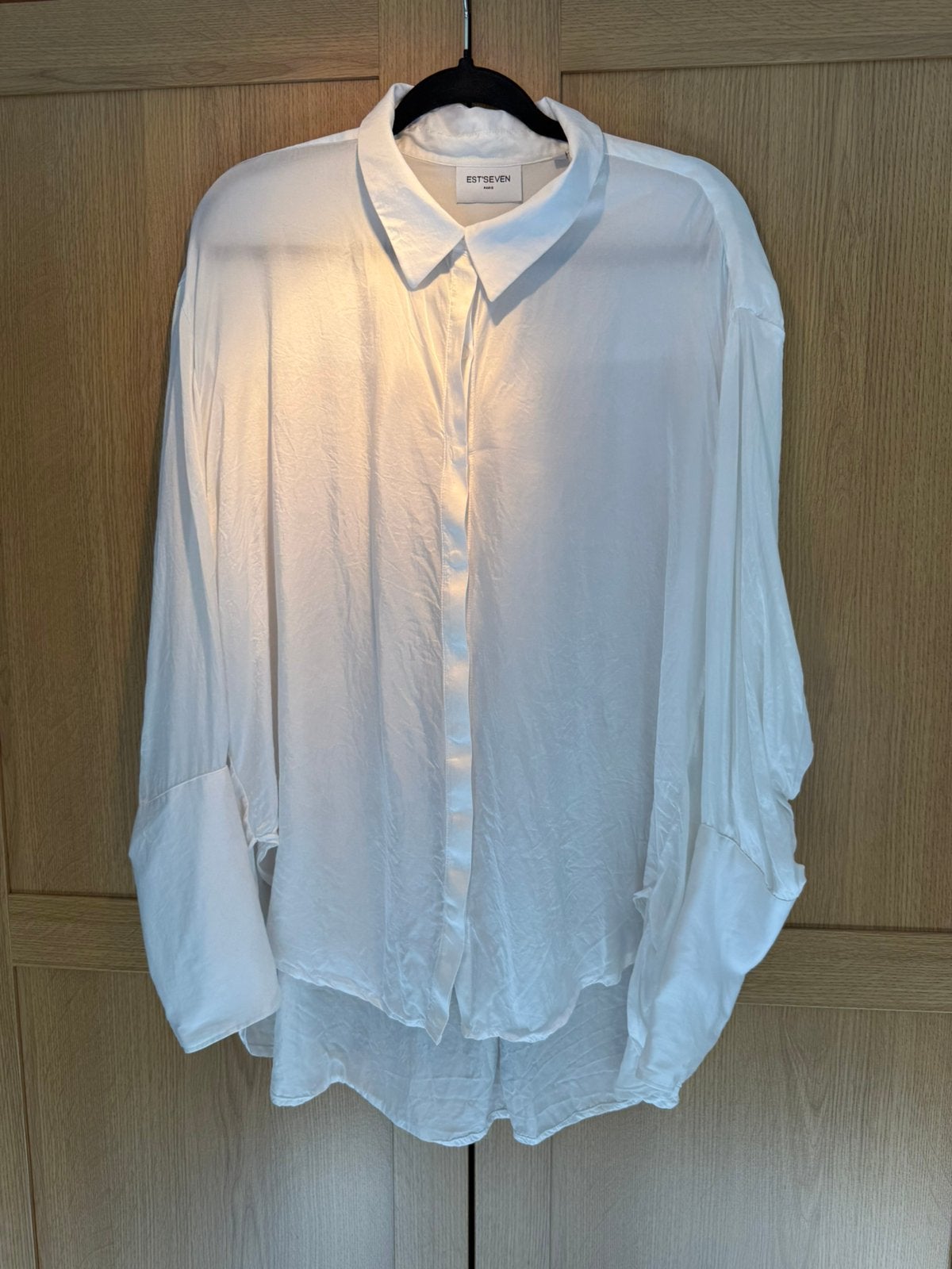 EST’SEVEN Paris oversized blouse | Bemberg | maat L, Ophalen of Verzenden, Zo goed als nieuw, Wit