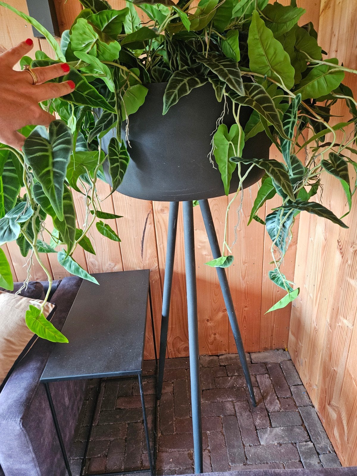 Intratuin bloempot op poten FALLE zwart D45 H140 cm, Ophalen, Gebruikt, 40 cm of meer, Rond