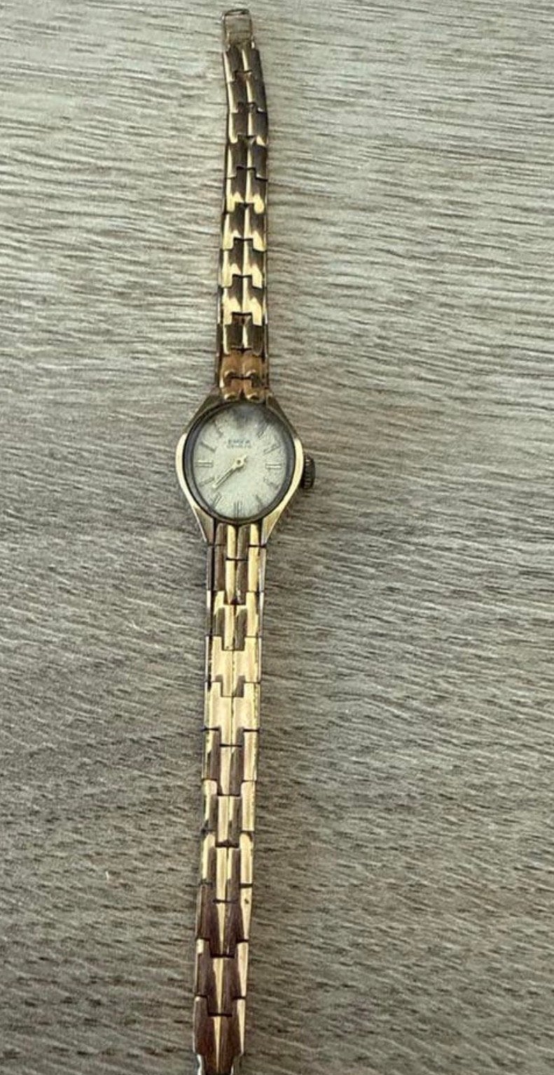 Vintage Emka Geneve Dameshorloge - Goudkleurig Polshorloge, Overige merken, Overige materialen, Gebruikt, Polshorloge