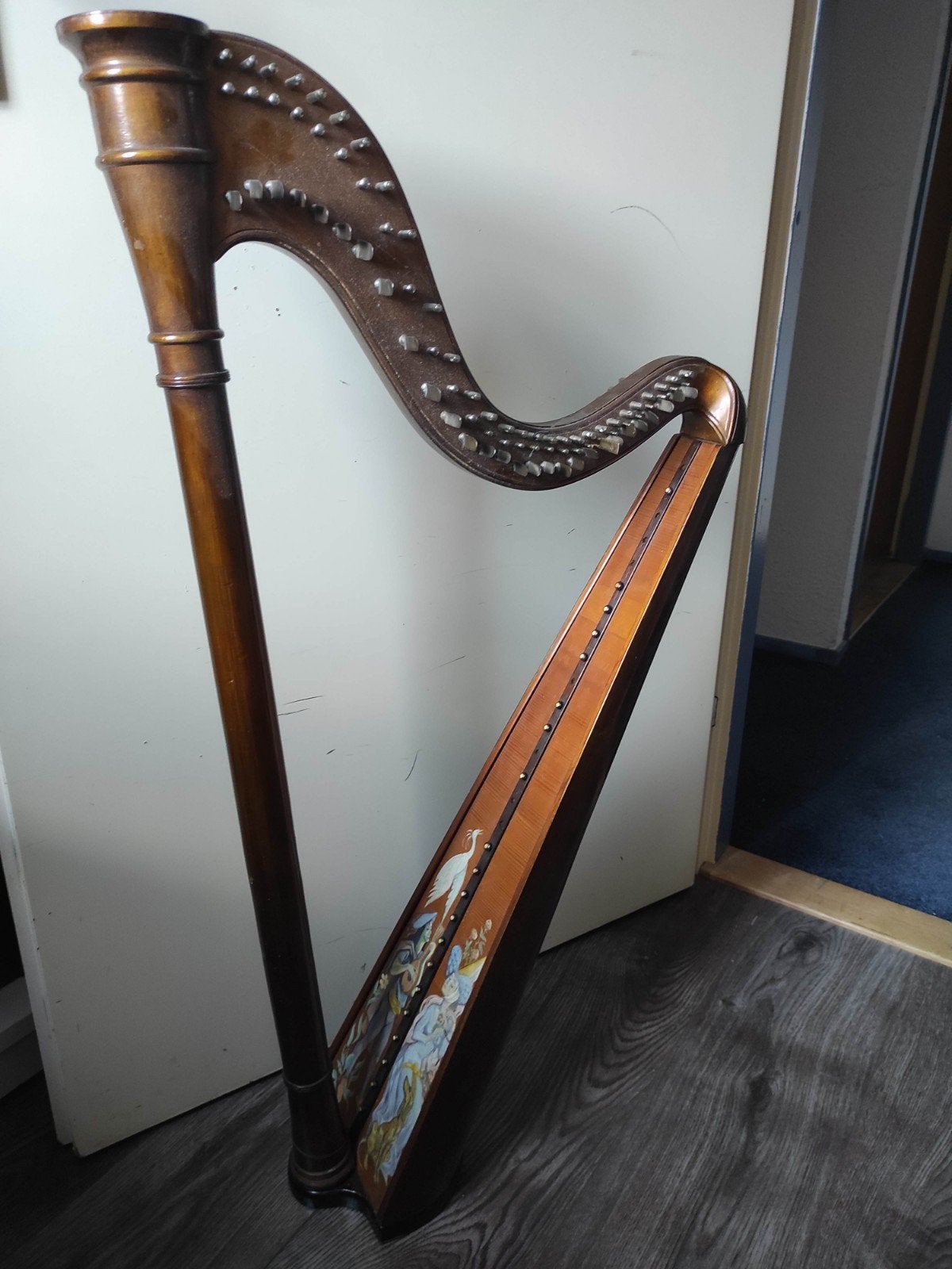 lieflijk reisharpje met mooie decoratie H. Oorthuis H Kabos, Muziek en Instrumenten, Ophalen