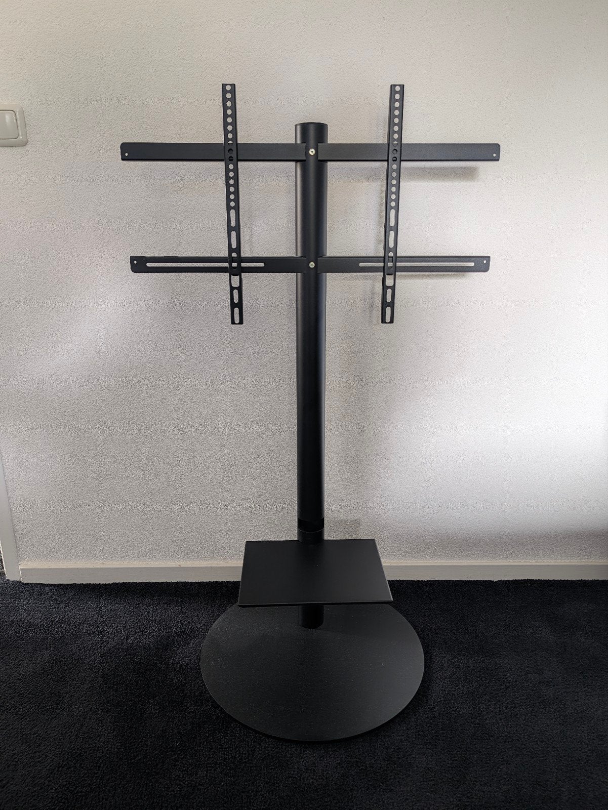 TV Standaard Vloerstandaard Zwart met Plankje, Ophalen