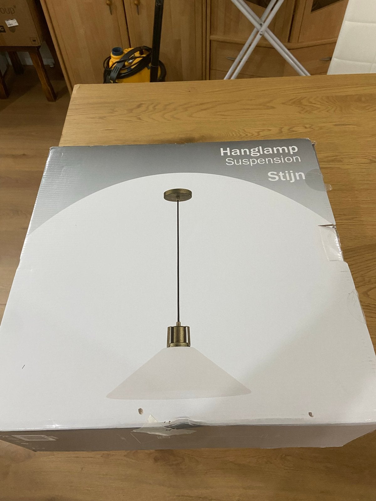 Stijn Hanglamp - Wit Glas en Metaal - E27 Fitting, Ophalen of Verzenden, Nieuw, Glas, E27 (groot)