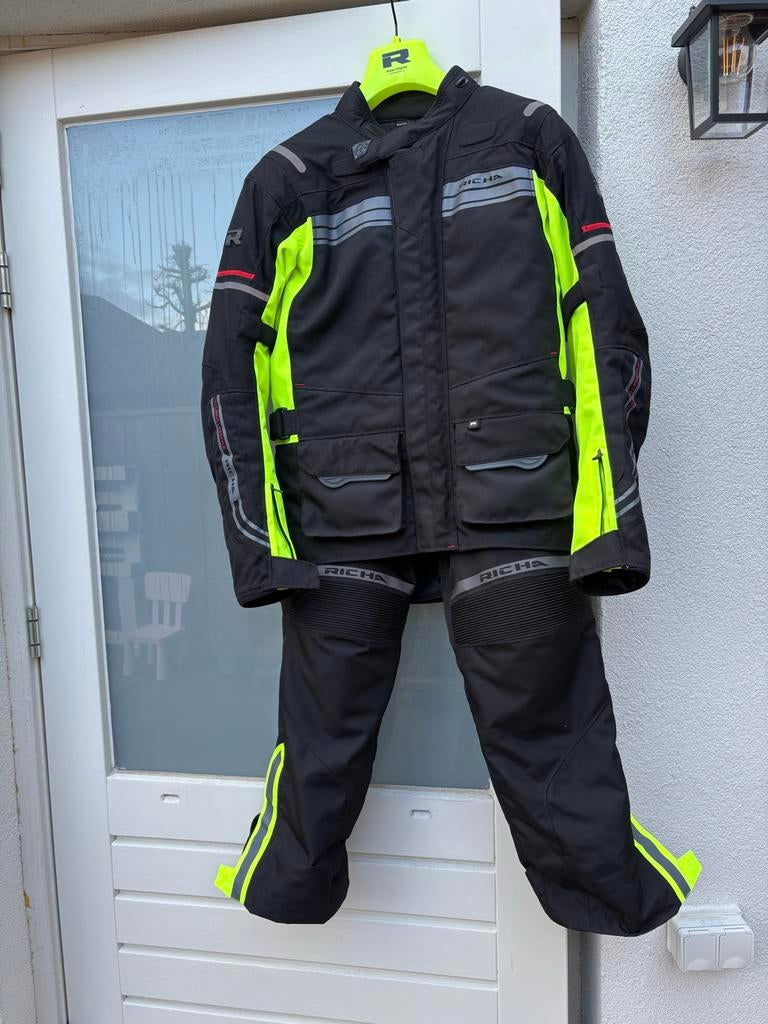 Richa Phantom Motorjas + Broek Combi - Zwart/Fluor Geel, Ophalen of Verzenden, Richa, Tweedehands, Heren