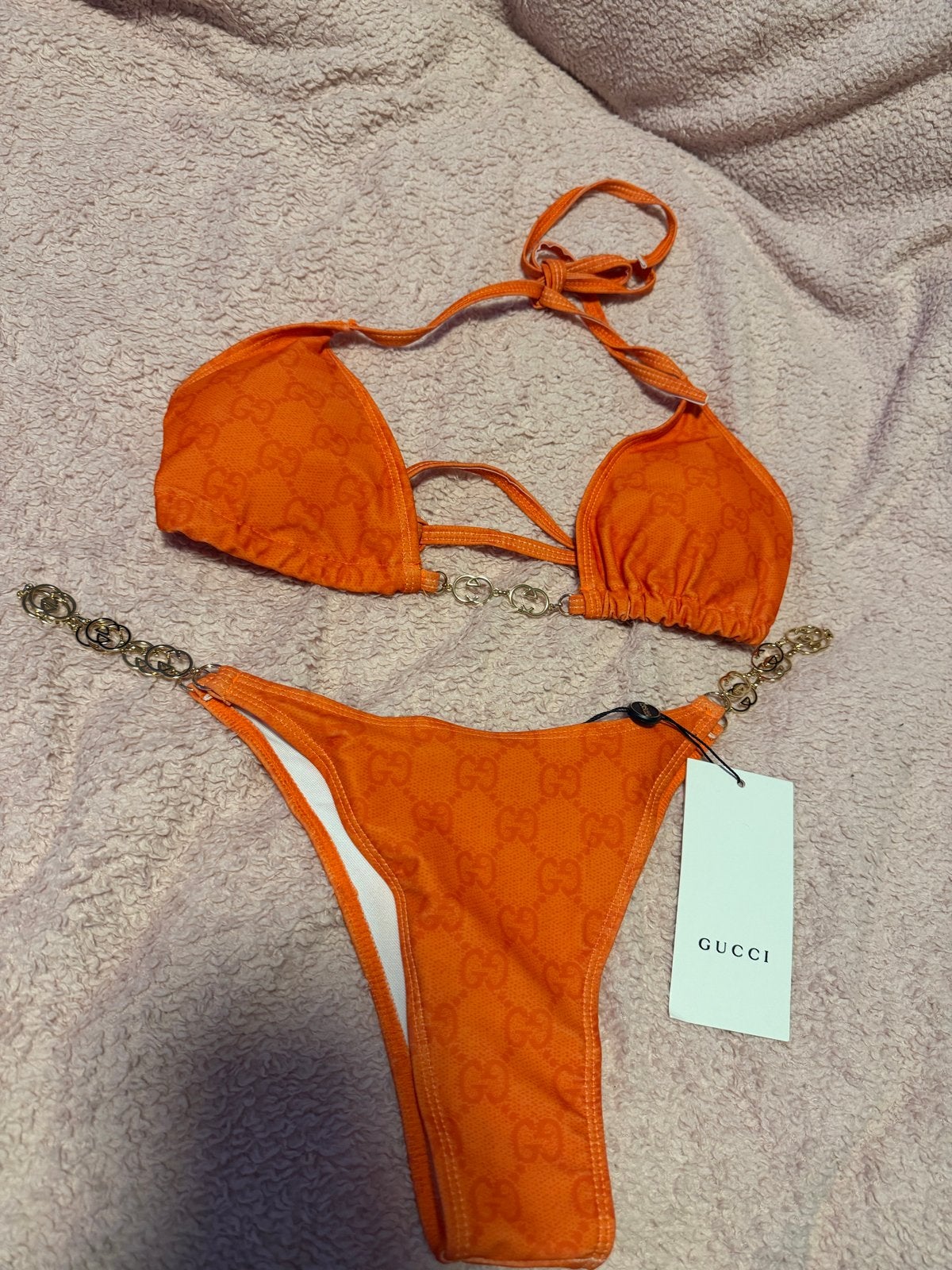 Gucci Bikini Oranje met Gouden Details - Nieuw met kaartje, Ophalen of Verzenden, Nieuw, Oranje, Bikini