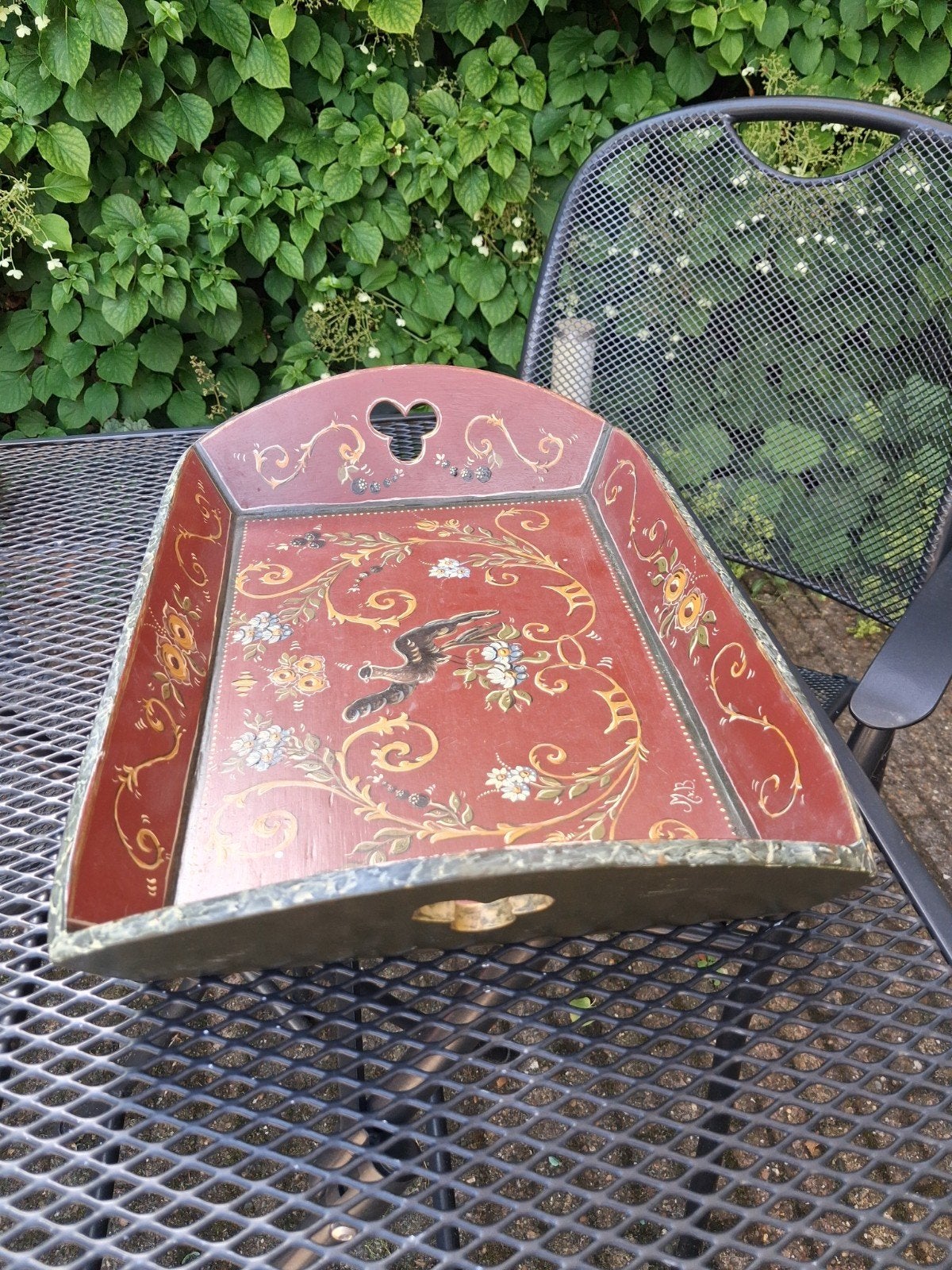 Houten dienblad in traditionele Hindelooper stijl, Huis en Inrichting, Woonaccessoires | Dienbladen, Ophalen of Verzenden, Gebruikt