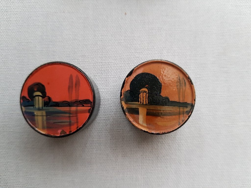 2 vintage artdeco Aziade Paris 1925 minipot parfum bakeliet, Ophalen of Verzenden