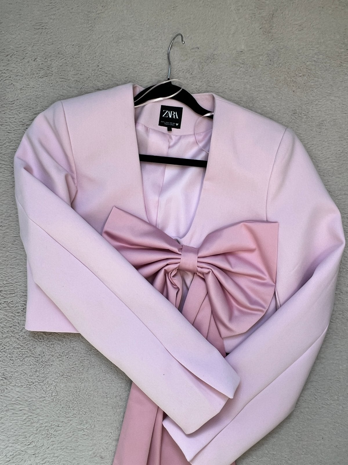 Zara Roze Cropped Blazer met Strikdetail, Kleding | Dames, Ophalen of Verzenden, Nieuw