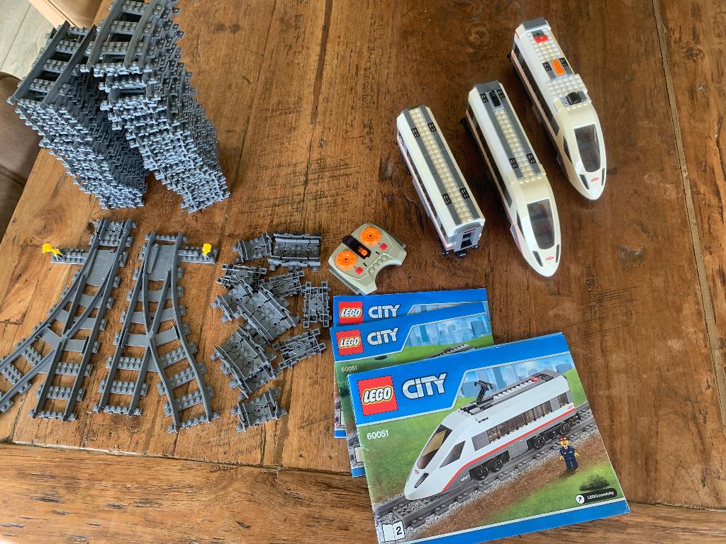 Lego Trein 60051 met veel rails en bouwtekening, Ophalen of Verzenden, Gebruikt, Complete set, Lego