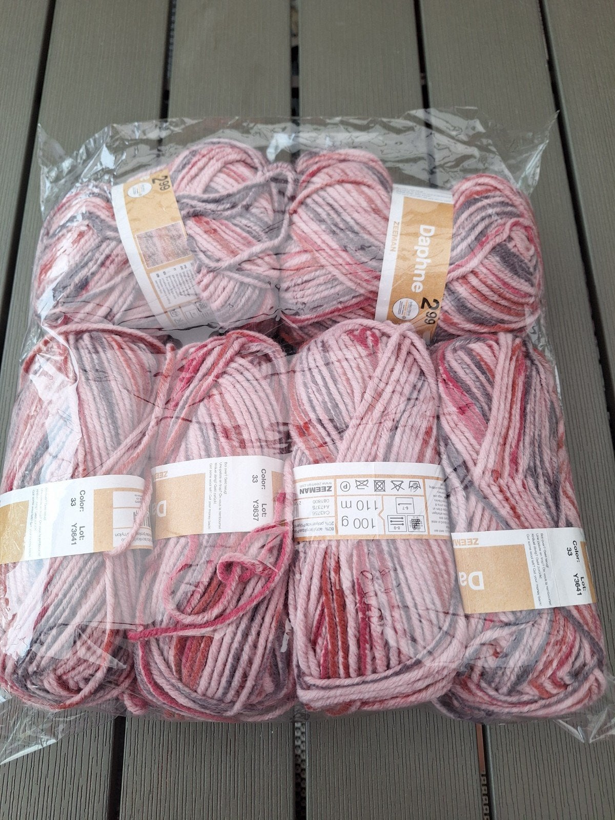 6 bollen Zeeman Daphne garen - 100g per bol, Ophalen of Verzenden, Nieuw, Breien of Haken, Wol of Garen
