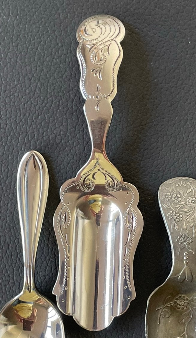 Set van 3 antieke schepjes zilver/verzilverd, Ophalen of Verzenden