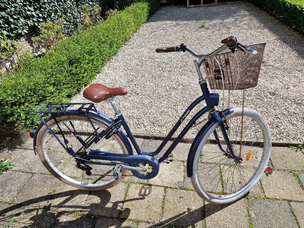 Btwin Elops 520 Stadsfiets Maat M – Donkerblauw, Fietsen en Brommers, Fietsen | Dames | Damesfietsen, Gebruikt, Versnellingen