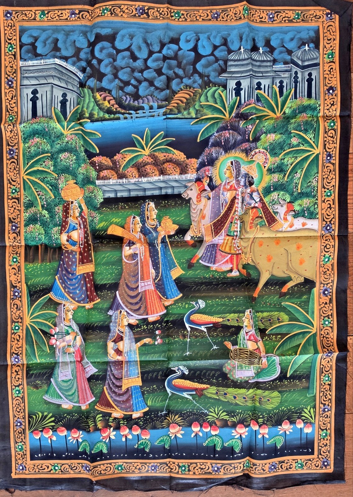 Indiaas handgeschilderd zijde doek., Ophalen of Verzenden