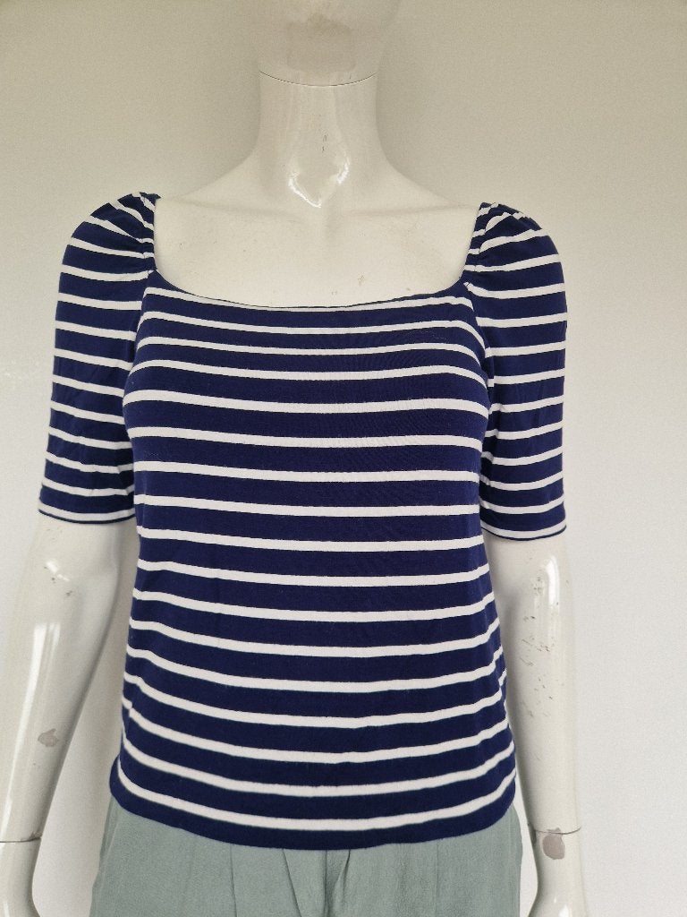 L.K. Bennett London top. Maat S. Blauw/wit gestreept., Blauw, Nijmegen, Verhip-vintage.nl, Ophalen of Verzenden
