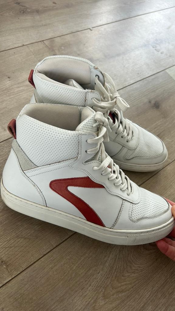 Cafe moda sneakers halfhoog leer 39 wit zomer, Ophalen of Verzenden, Zo goed als nieuw, Wit, Sneakers of Gympen